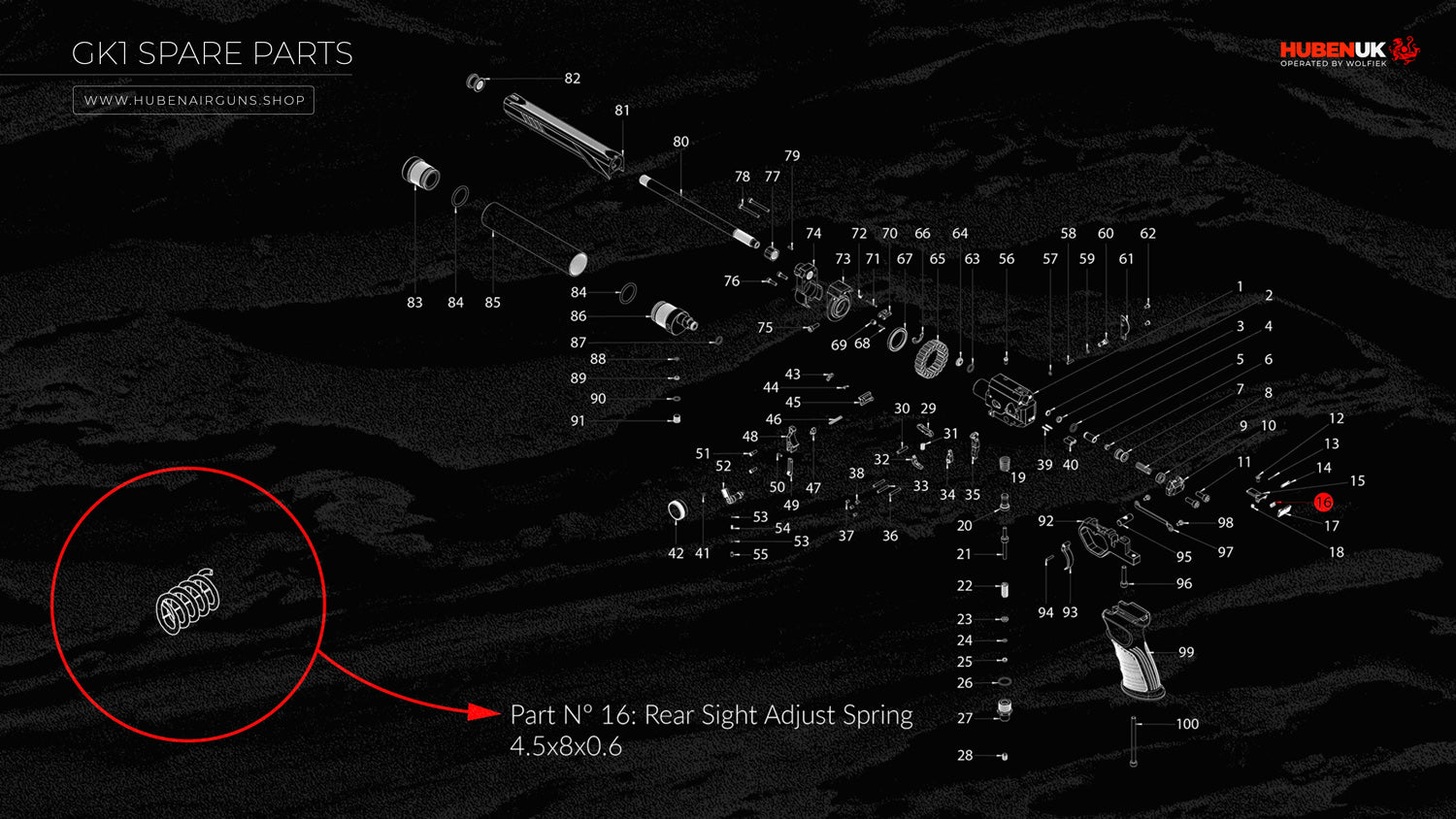 Spare Parts for Huben GK1 Air Pistol