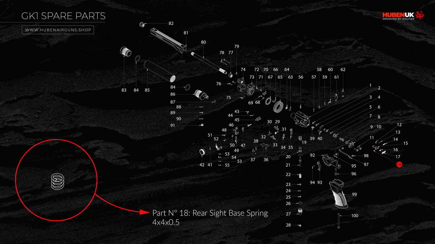 Spare Parts for Huben GK1 Air Pistol