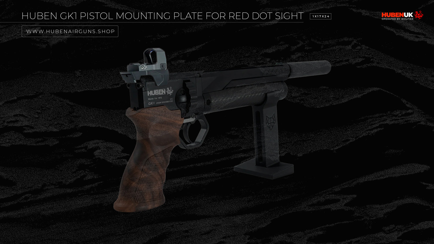 Huben GK1 Pistol Mounting Plate for Red Dot Sight 1x17x24 sight mounted on the plate