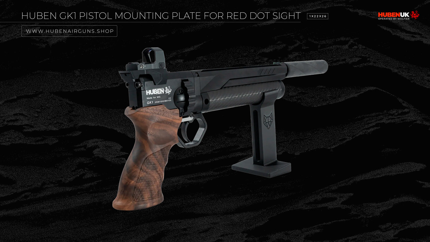 Huben GK1 Pistol Mounting Plate for Red Dot Sight 1x22x26 full view