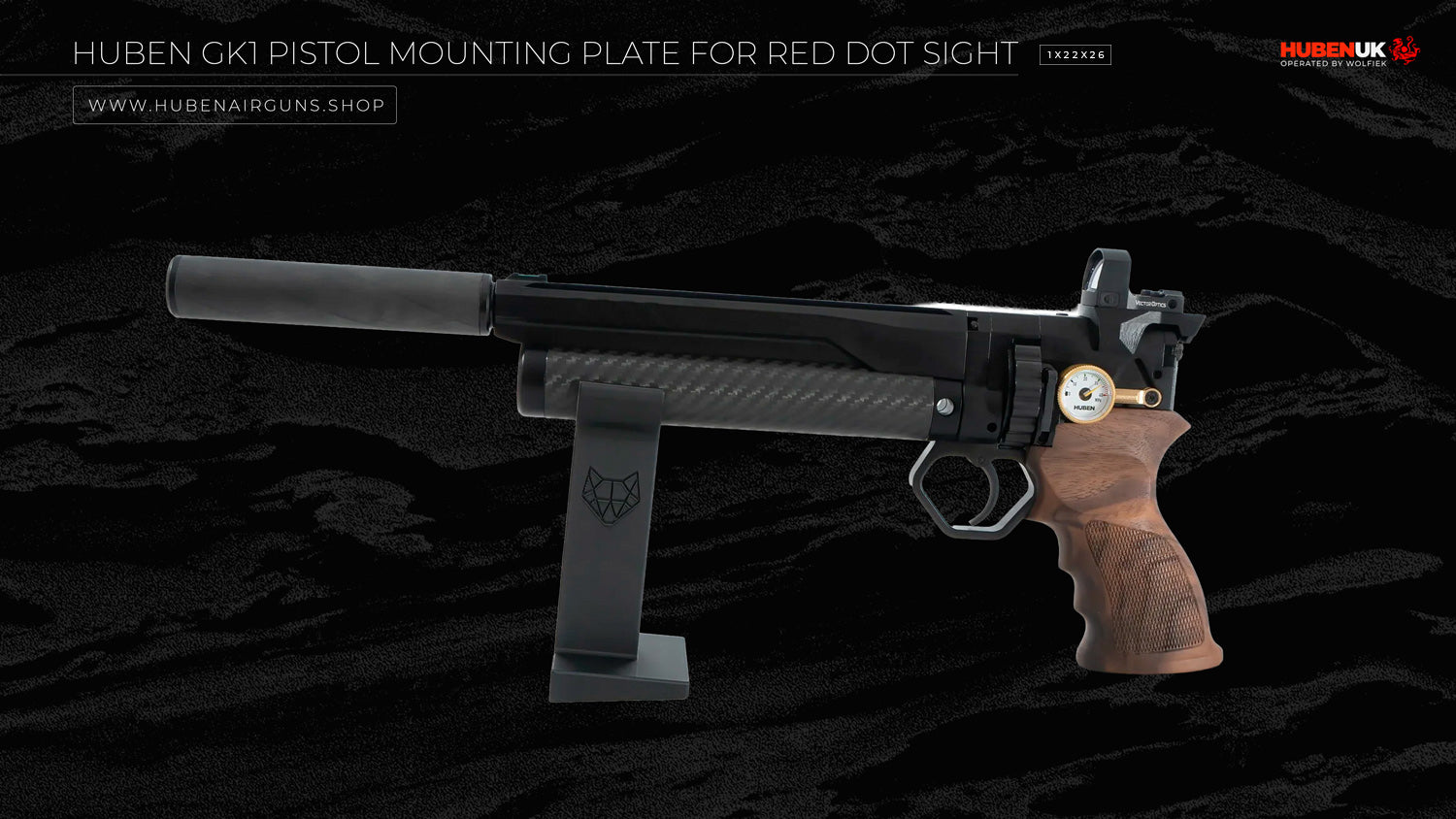 Huben GK1 Pistol Mounting Plate for Red Dot Sight 1x22x26 full set up left