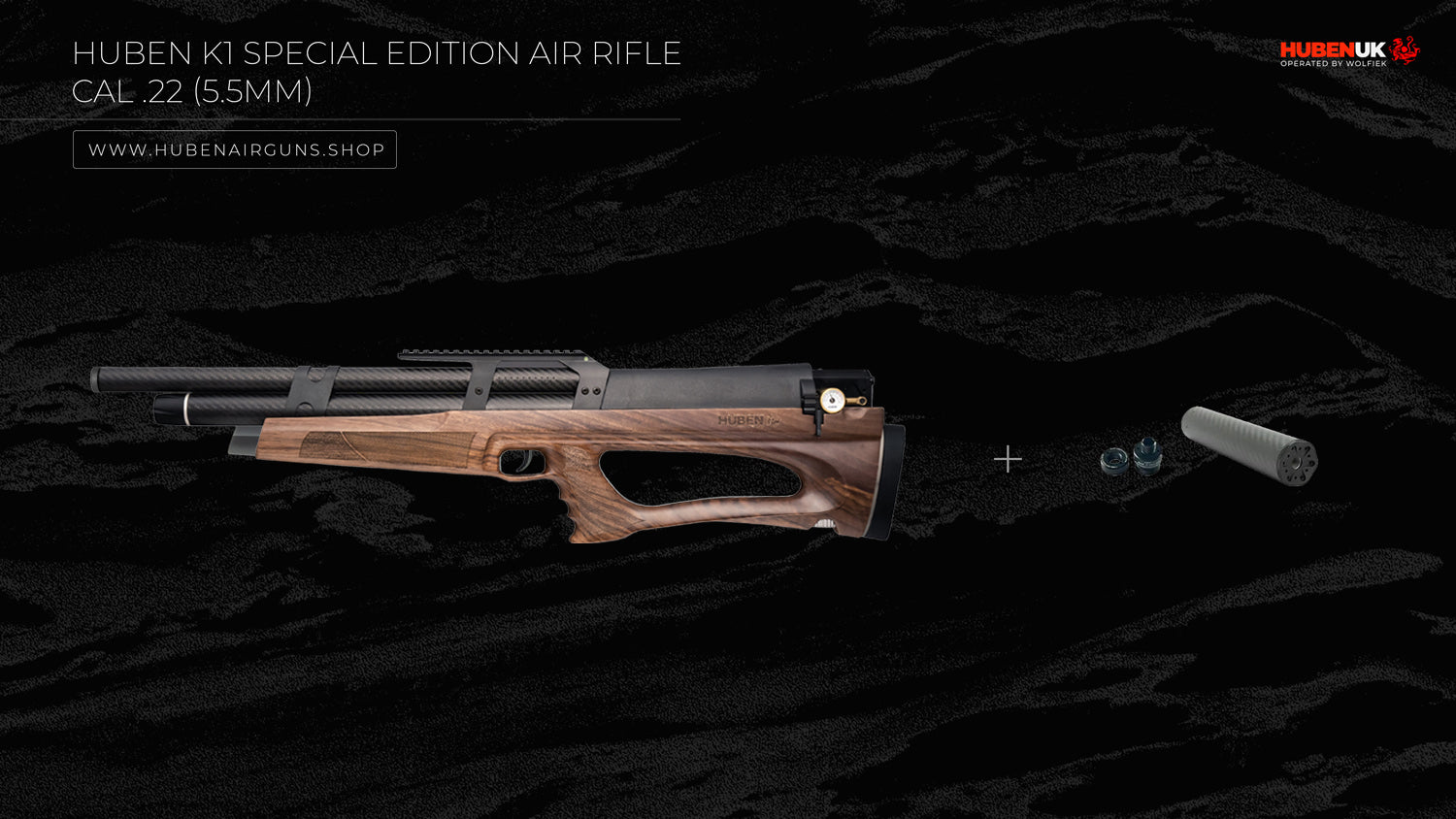 Huben K1 Special Edition Air Rifle - Cal .22 (5.5mm) with suppressor and adapter