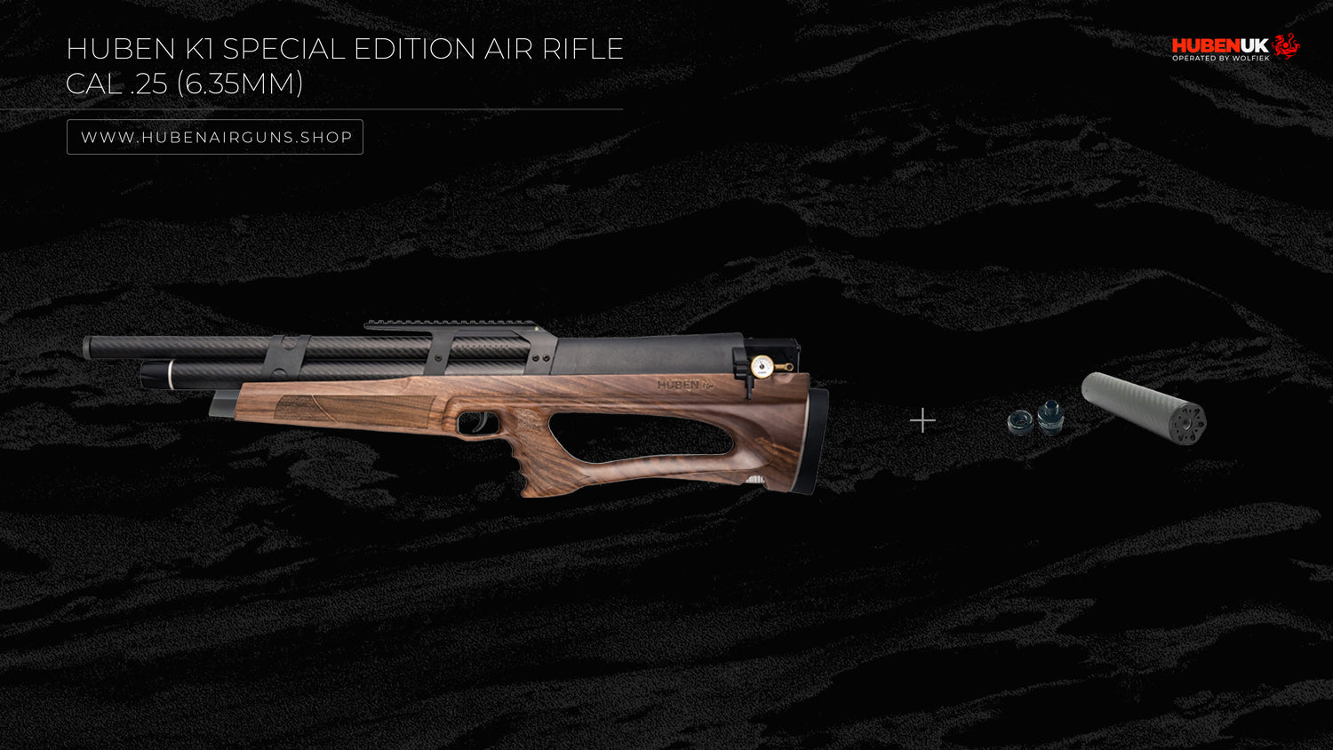 Huben K1 Special Edition Air Rifle - Cal .25 (6.35mm) with adapter and suppressor