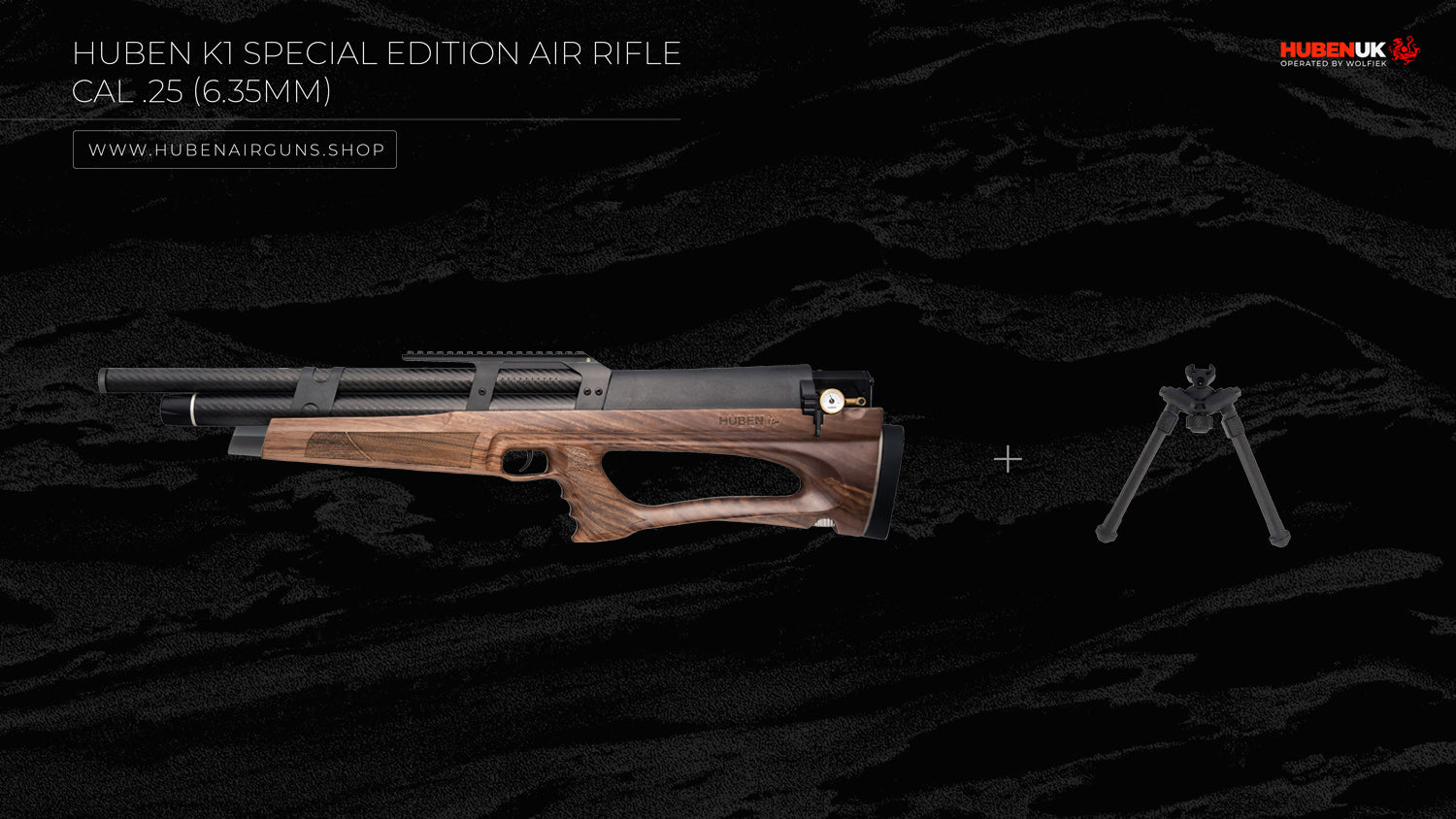 Huben K1 Special Edition Air Rifle - Cal .25 (6.35mm) with bipod