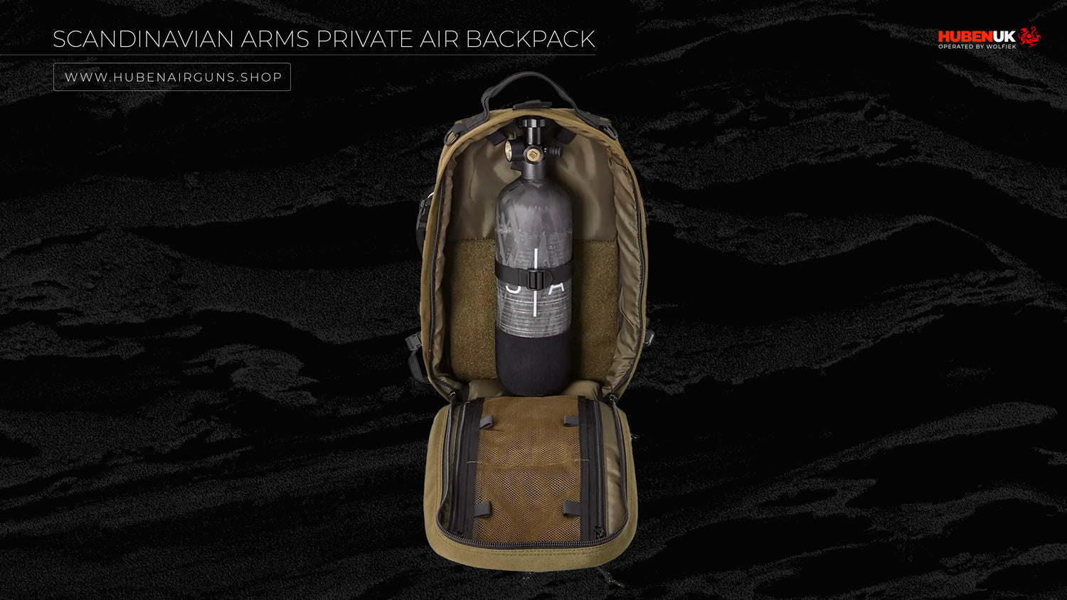 Scandinavian Arms Private Air Backpack inside view with air bottle