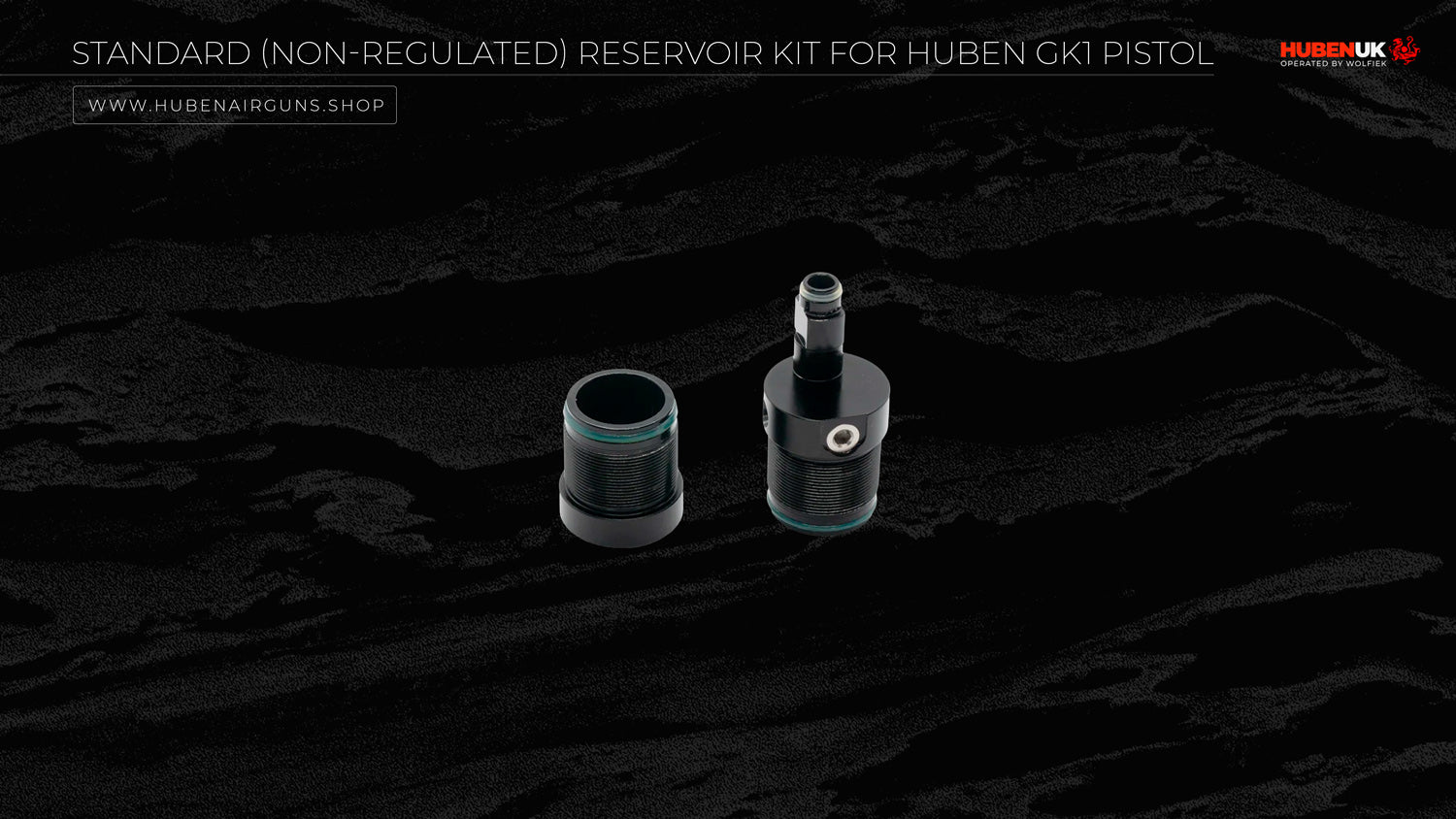 Standard (Non-Regulated) Reservoir Kit for Huben GK1 Pistol parts side by side