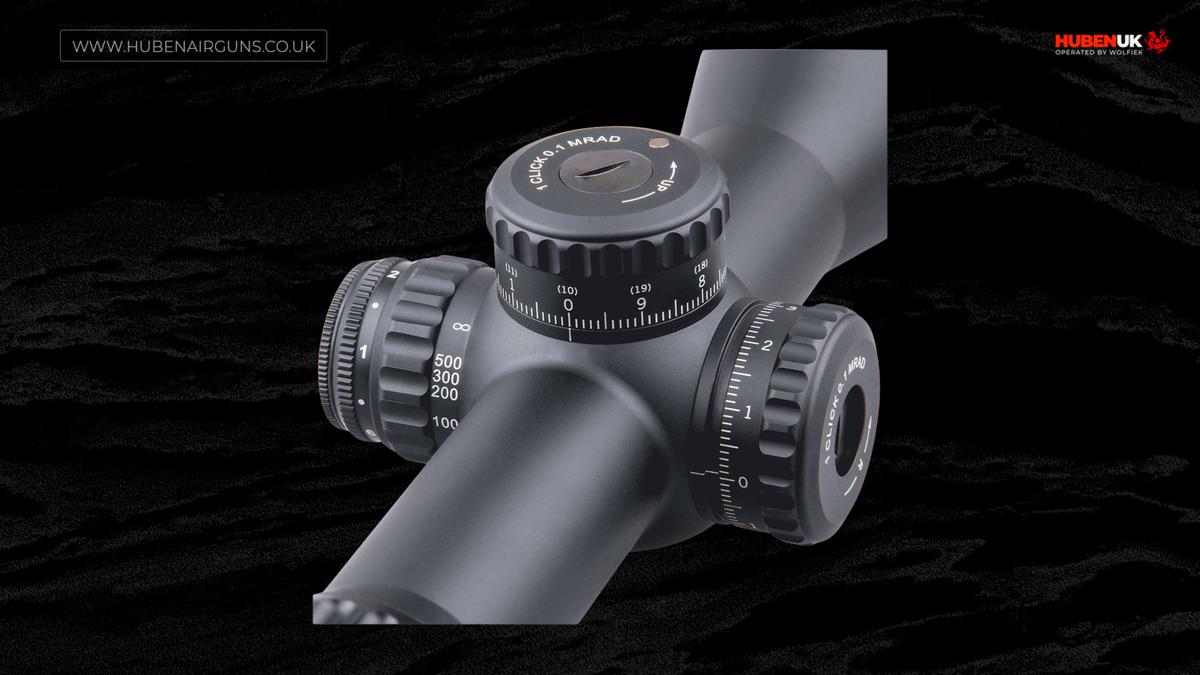 Vector Optics Continental riflescope x6 3-18x50 VCT FFP, turret close-up view