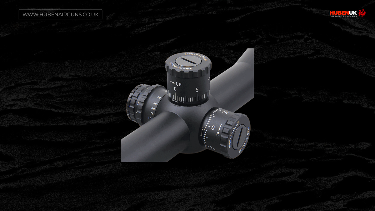 Vector Optics Taurus riflescope 4-16x44 HD SFP, turret close-up view