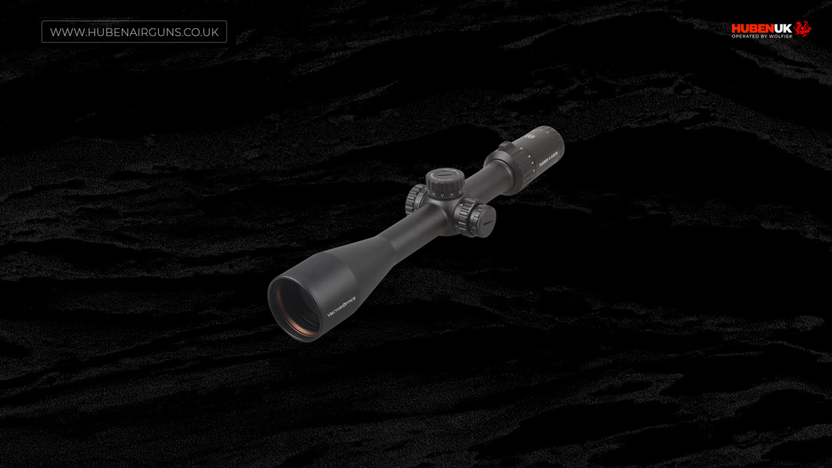 Vector Optics Taurus riflescope 4-24x50 FFP, angled view