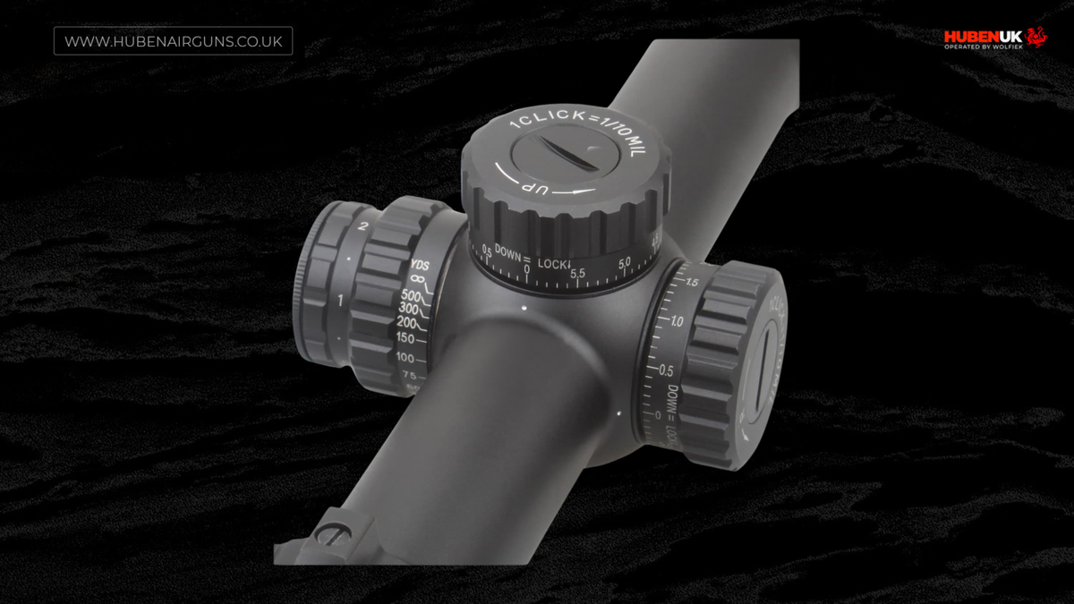 Vector Optics Taurus riflescope 4-24x50 FFP, turret close-up view