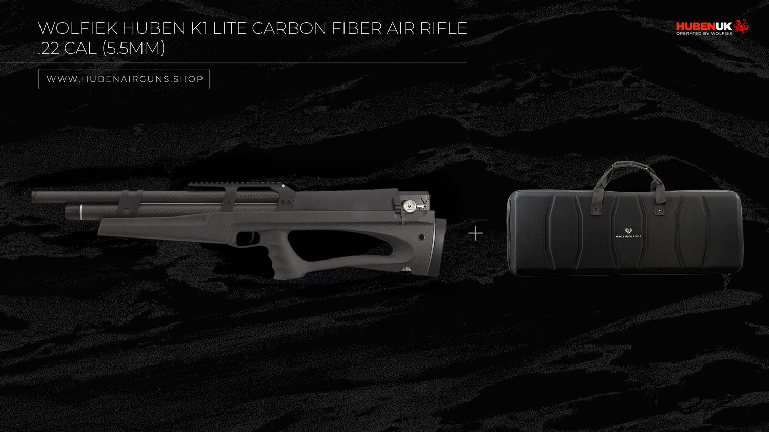 Wolfiek Huben K1 Lite Carbon Fiber Air Rifle - .22 Cal (5.5mm) with semi-rigid case