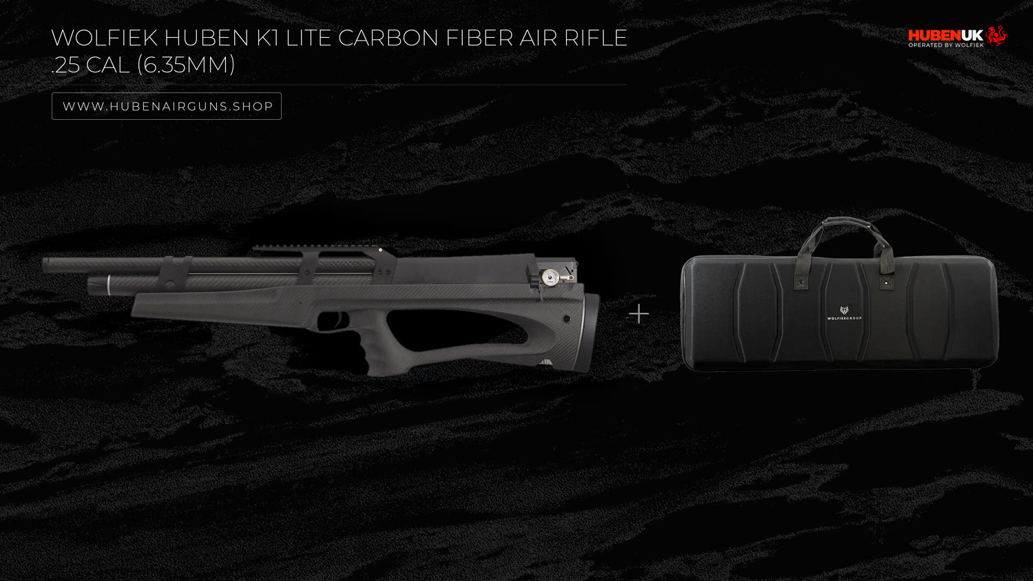 Wolfiek Huben K1 Lite Carbon Fiber Air Rifle - .25 Cal (6.35mm) with semi-rigid case