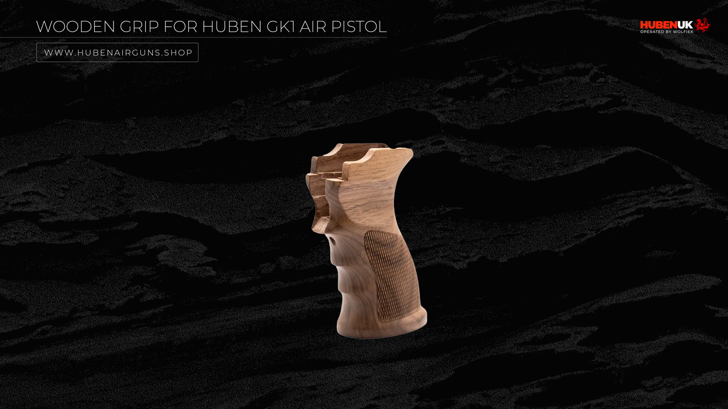 Wooden Grip for Huben GK1 Air Pistol left side angeled view